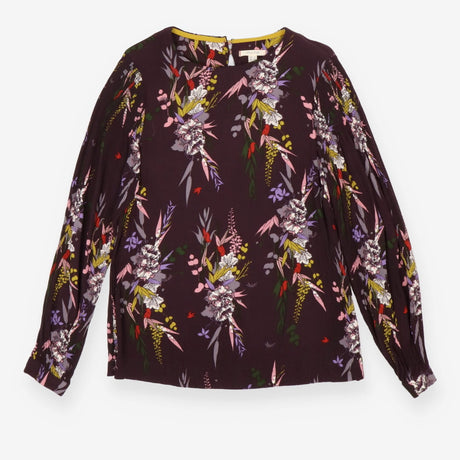 Crinkle Top Long Sleeve Plum Floral Print