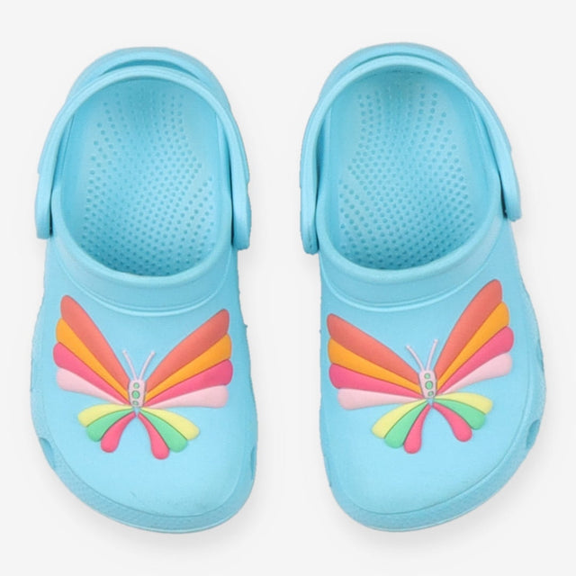 Shoes clogs blue with butterflies