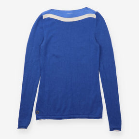 Blue 90% Wool 10% Cashmere Long Sleeve Boat Neck J