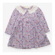 Dress LS purple ditsy white lace collar