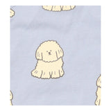 Blue bodysuit long sleeve with white fluffy dogs