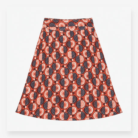Skirt Midi Fig Fruit Print A Line Viscose