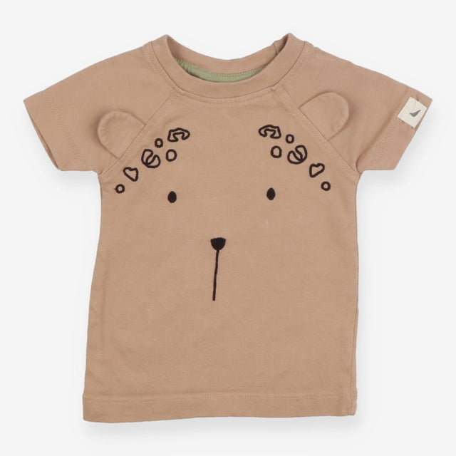 Brown short sleeve t-shirt with cheetah face