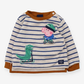 Sweater Cream Stripe George Pig and Dinosaur Scoot