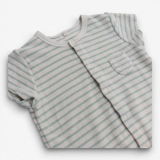 Romper Toweling Green Stripe