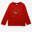 T-shirt Red Long Sleeve Skiing Zebra