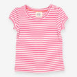 T-Shirt Short Sleeve Pointelle Pink Stripe