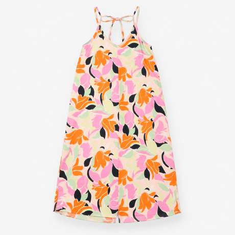 Multicolour Floral Linen Blend V-Neck Maxi Dress