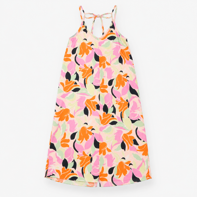 Multicolour Floral Linen Blend V-Neck Maxi Dress