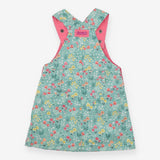 Pinafore Dress Denim Green Floral