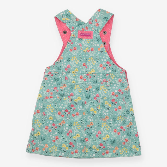 Pinafore Dress Denim Green Floral