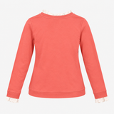 Dusty Pink Cotton Crew Neck Sweatshirt with White 