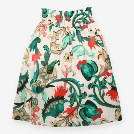 Botanical Floral Print Shirred Waist Organic Cotto