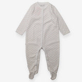 Sleepsuit white velour pink polka dots