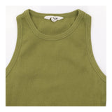 Ribbed Cotton Racerback Vest Top Khaki Olive Green