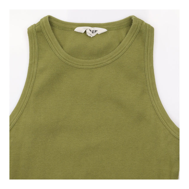 Ribbed Cotton Racerback Vest Top Khaki Olive Green