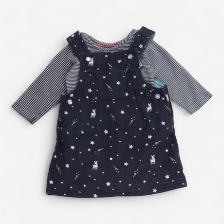 Pinafore Dress Grey with Stars and Striped Bodysui