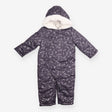 Pramsuit navy blue stars white fur lining