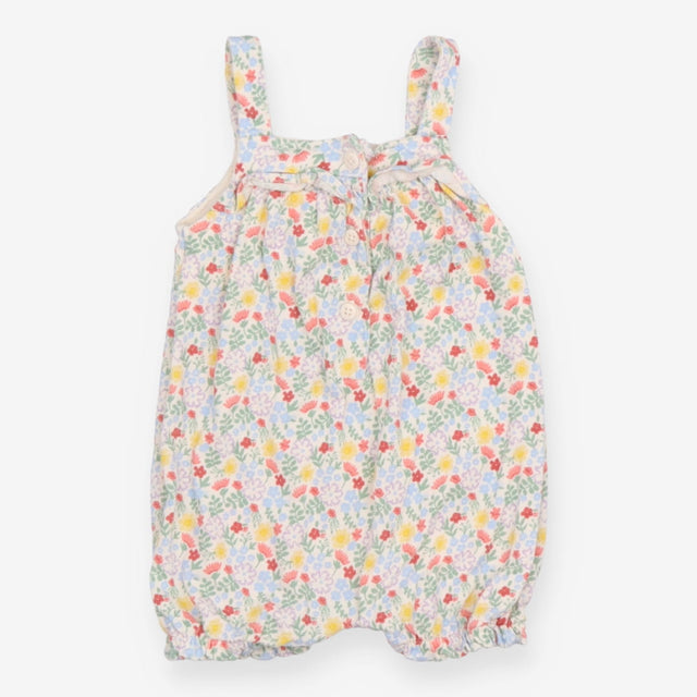 White Strappy Floral Romper 