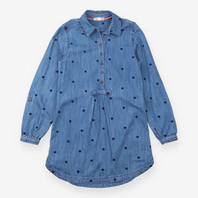 Mid Blue Embroidered Polka Dot Denim Tunic