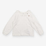 t-shirt white long sleeve frill collar buttons