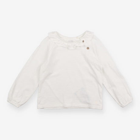 t-shirt white long sleeve frill collar buttons