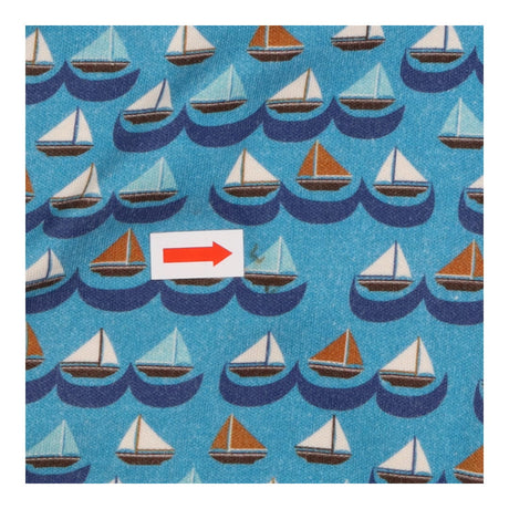 Onesie blue boats with orange lining 