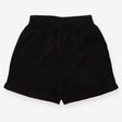 Black denim tie waist shorts