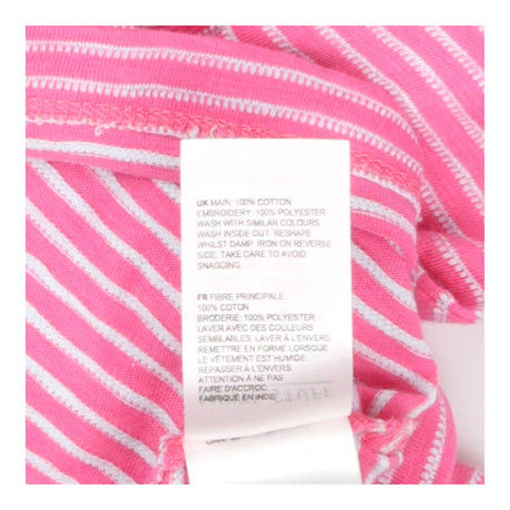 Abbie Pink Stripe Crew neck t-shirt with embroider