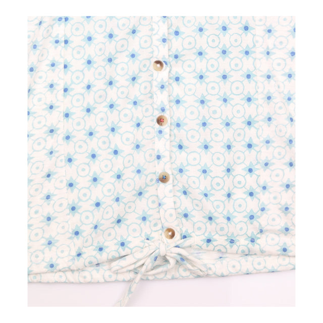 Top Sleeveless Geometric Pattern White Blue