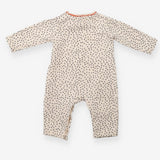 Romper cream grey spots orange trim