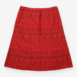Embroidered A Line Cotton Midi Skirt Red