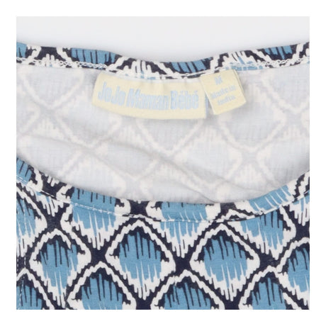 Gathered sleeveless maternity blouse in blue ikat