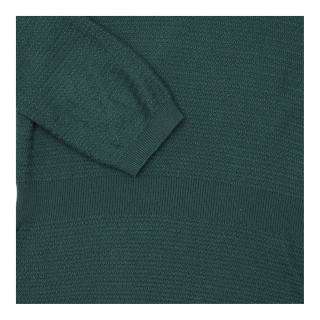 Knit Dress Dark Green Long Sleeve Fit Flare Textur
