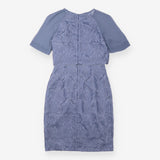 Midi Dress Grey Rose Embroidered Sheer Sleeve