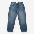 Straight Leg Jeans Mid Blue Faded Wash Denim