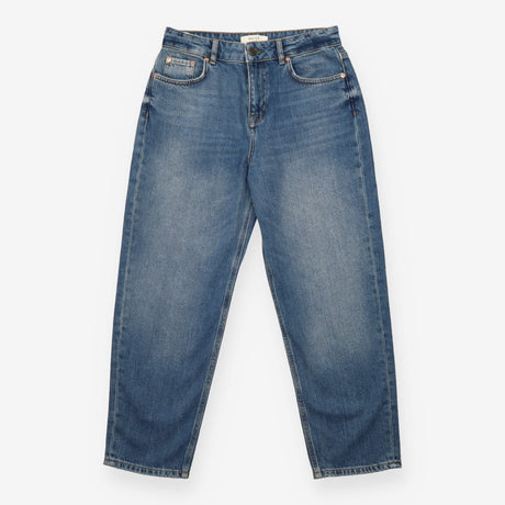 Straight Leg Jeans Mid Blue Faded Wash Denim