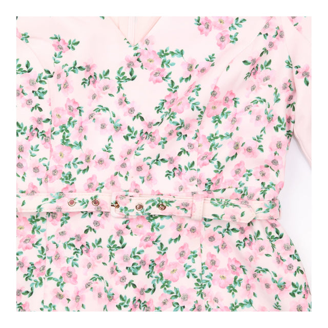 Midi Dress Blush Pink Floral Belted Petite