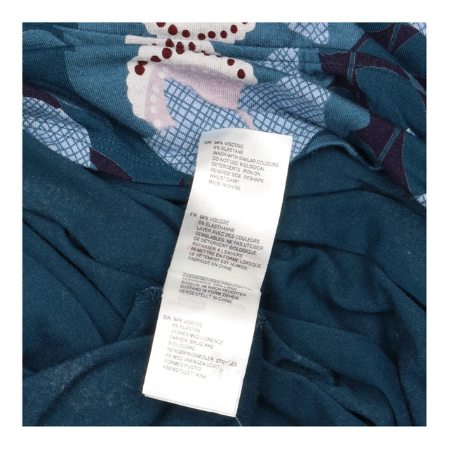 White Stuff Teal Blue Floral Print Jersey A-Line S