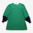 Green Cotton Corduroy Mini Dress Long Sleeve Navy 