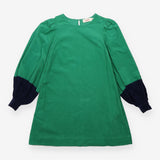 Green Cotton Corduroy Mini Dress Long Sleeve Navy 