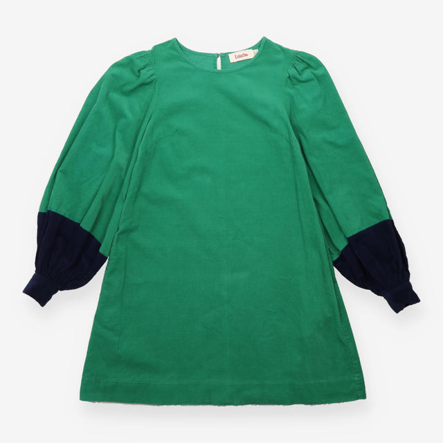 Green Cotton Corduroy Mini Dress Long Sleeve Navy 
