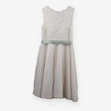 Bridesmaid Dress White Lace Floral with Green Wais