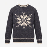 Jumper Crew Neck Snowflake Knit Blue Grey