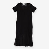 Black crochet knit midi dress with matching slip