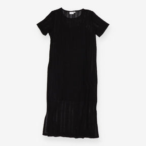 Black crochet knit midi dress with matching slip