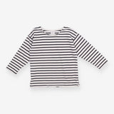 Tee LS white blue stripe
