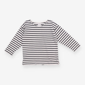 Tee LS white blue stripe