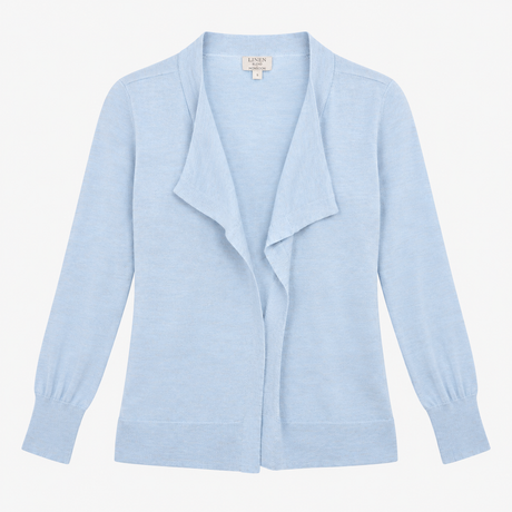 Pale Blue Linen Blend Longline Cardigan