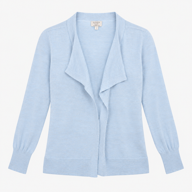 Pale Blue Linen Blend Longline Cardigan